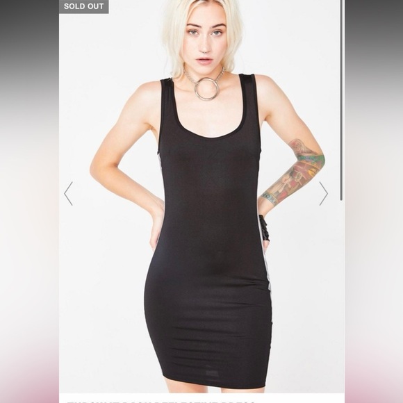 Nwot Dollskill black bodycon mini dress w/ reflective detail - Picture 4 of 7